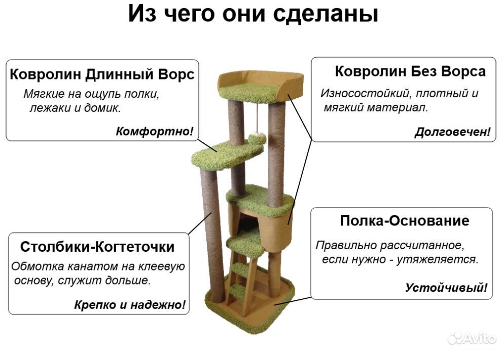 Домик для кошки ковролиновый 150см купить на Зозу.ру - фотография № 4