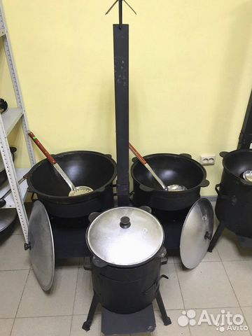Казан чугунный 8 для дома и улицы + печь