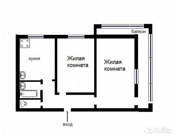 План схема квартиры 2 комнаты