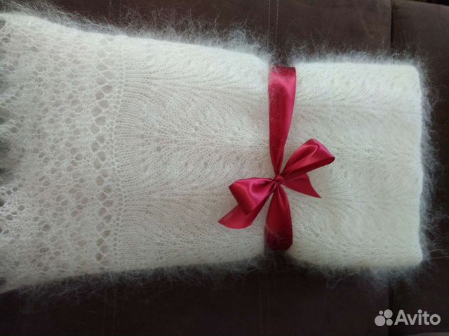 Платок шаль белый пуховый