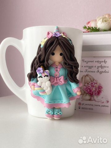 Кружка с декором из полимерной глины