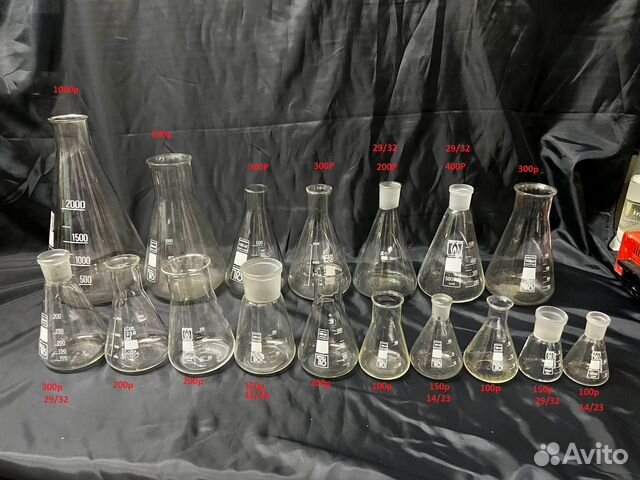 Колбы конические Эрленемейера. Лабораторная посуда