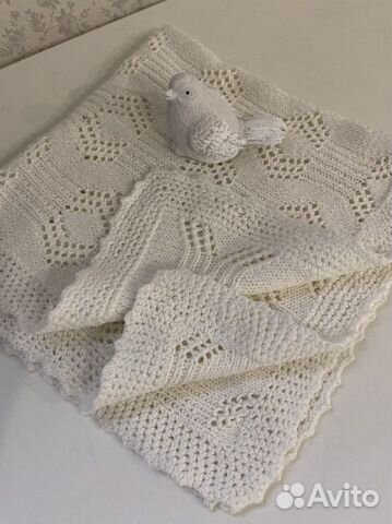 Плед вязаный для новорожденного