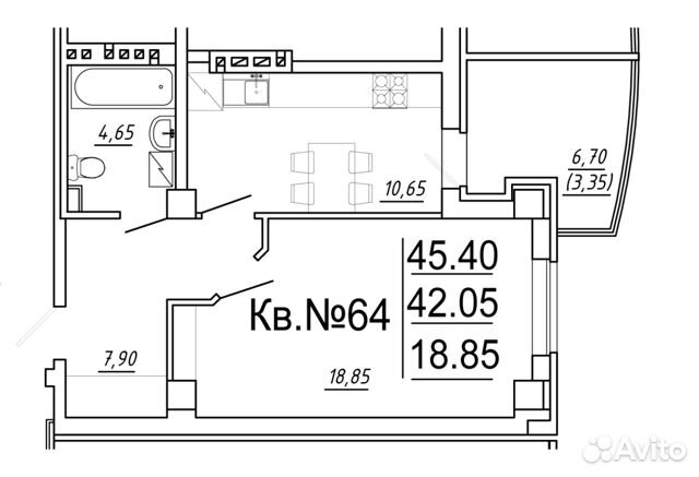 1-к квартира, 45.1 м², 8/15 эт.