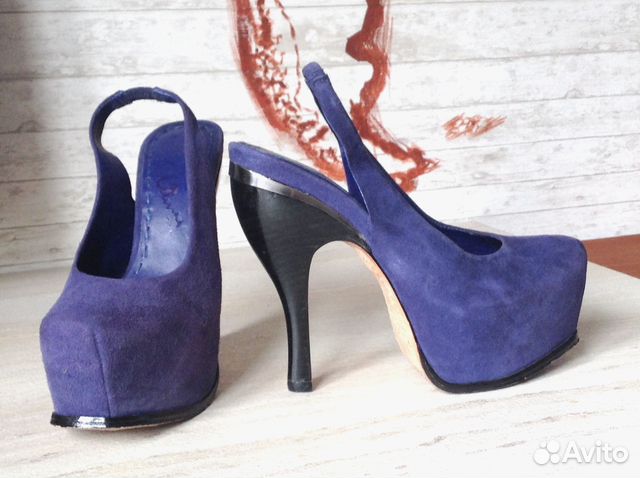 Синие замшевые туфли 