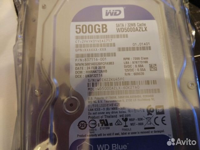 Жёсткий диск HDD 3,5 500gb WD5000azlx