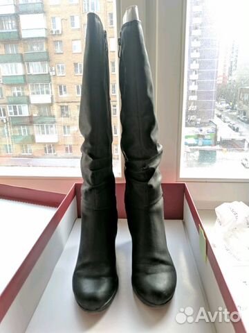 Сапоги женские демисезонные черные кожзам
