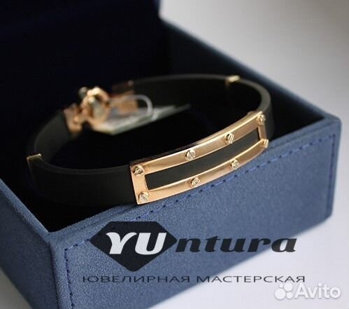 Браслет золотой с каучуком Baraka