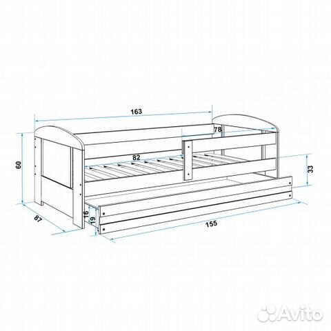 Чертеж детской кровати 160х80