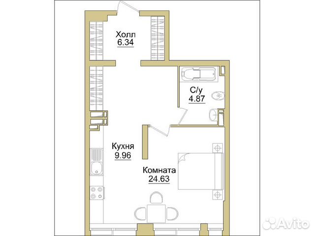 1-к квартира, 46 м², 8/32 эт.