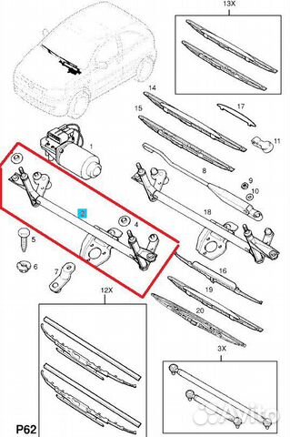 Трапеция дворников Opel Corsa C 00-06/ Tigra B