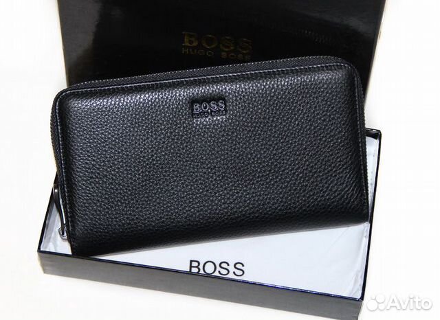 Мужской кожаный клатч -H Boss- black 1x с ручкой
