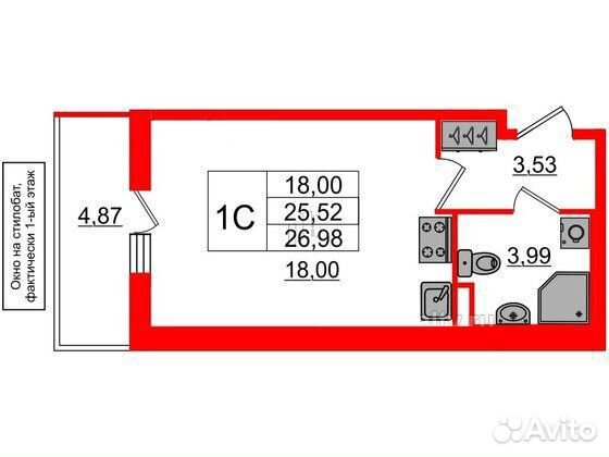 Студия, 25.5 м², 13/24 эт.