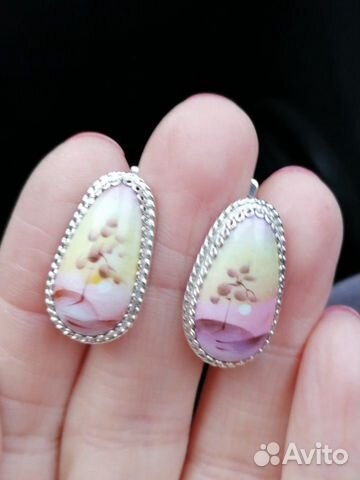 Серьги серебряные финифть Серьги серебряные финифть