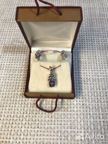 Новые серьги и подвеска Серебро + Аместист