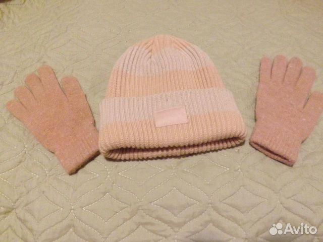 Шапка и перчатки новые L.eterite р.54-58 розовые