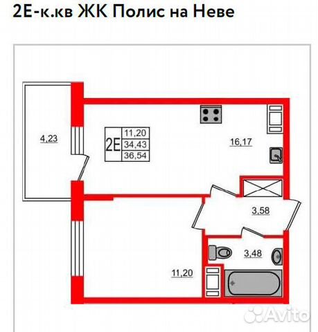 1-к квартира, 36.6 м², 14/23 эт.
