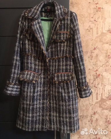 Брендовое твидовое пальто(легкое)