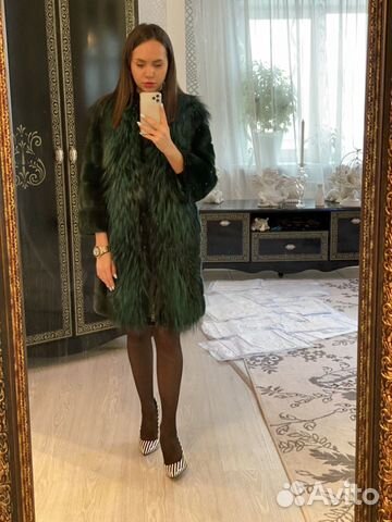 Шуба стриженная норка + песец