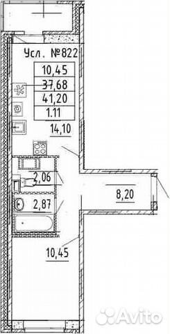 1-к квартира, 41.2 м², 19/20 эт.