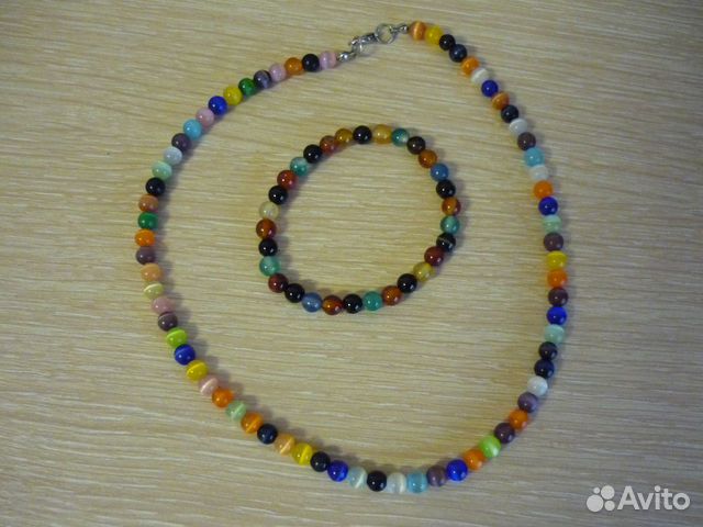 Бусы и браслет натуральные камни