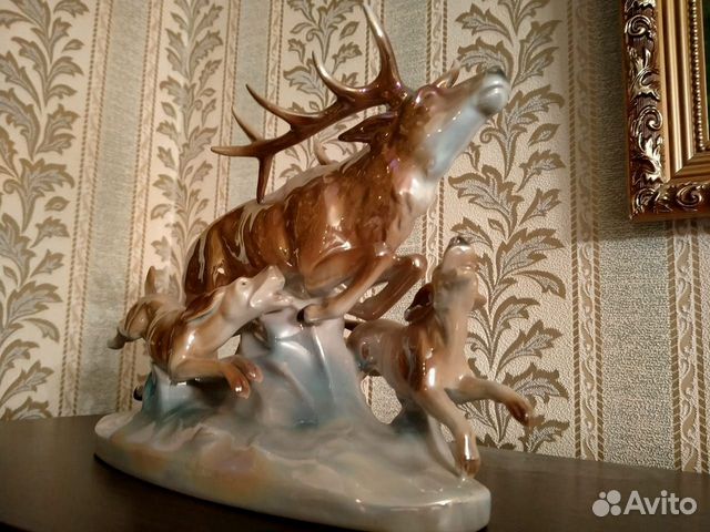 Статуэтка олень фарфор Герм.40 -г.+ подарок Лошадь