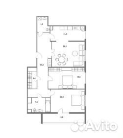 3-к квартира, 111 м², 9/23 эт. 3-к квартира, 111 м², 9/23 эт.