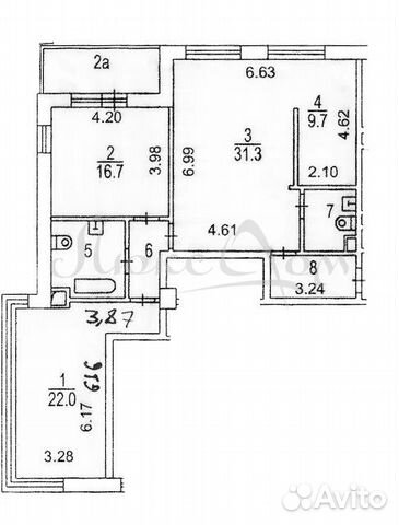 3-к квартира, 98.9 м², 2/10 эт.