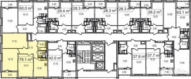 3-к квартира, 79.1 м², 14/25 эт.