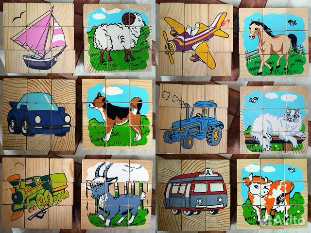 Деревянный городок и кубики Томик