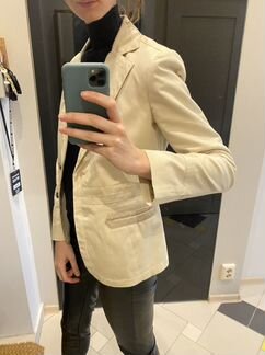 Пиджак bally хлопок + кожа после химчистки