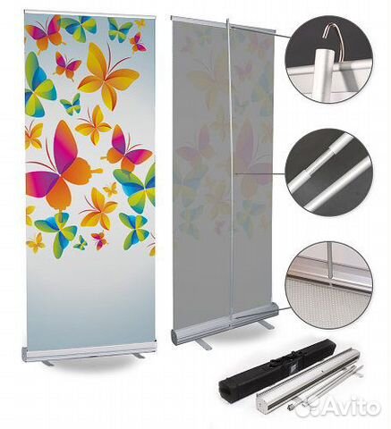 Мобильный стенд Roll up Ролл-ап с баннером 1Х2 m