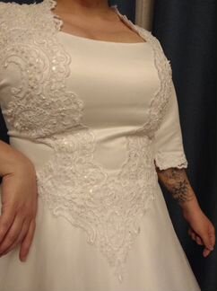 Свадебное платье большого размера с шубкой, подъюб