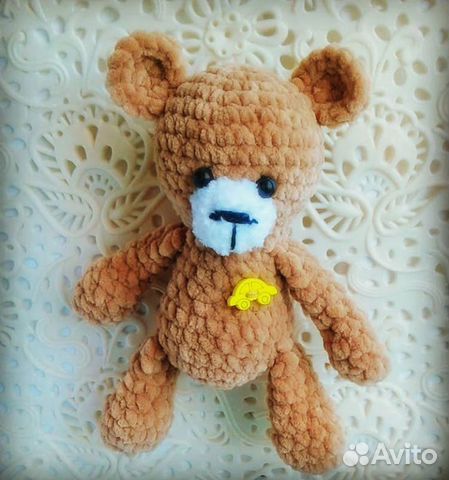 Мягкая игрушка, мишка, плюшевый медведь, вязаная и