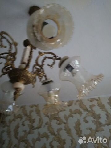 Люстра- Югославия,бронзовая с натуральным ониксом