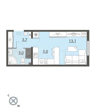 Квартира-студия, 24,8 м², 7/25 эт.