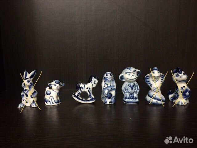 Фигурки Гжель Фарфор СССР 80е клеймо 5см