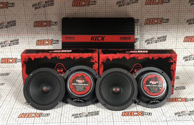 Комплект громкий фронт + усилитель Kicx колонки купить в Казани | Авито
