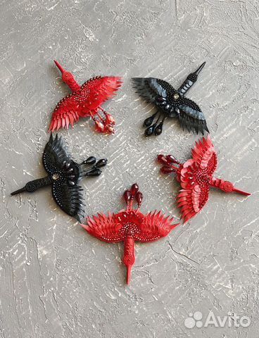 Брошь «Красный журавль»