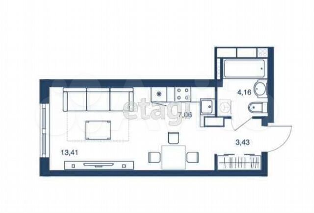 Квартира-студия, 28,1 м², 4/10 эт.