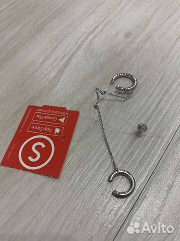 Серьги кафф серебряный