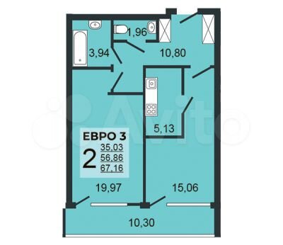 2-к. квартира, 67,2 м², 20/24 эт.