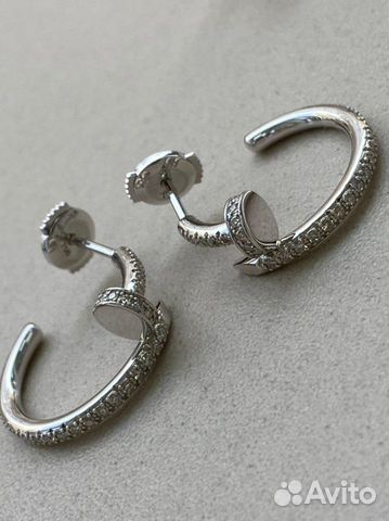 Золотые серьги Cartier гвоздь с бриллиантами