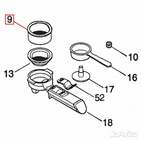 Фильтр в рожок кофеварки Delonghi ес на 2 чашки