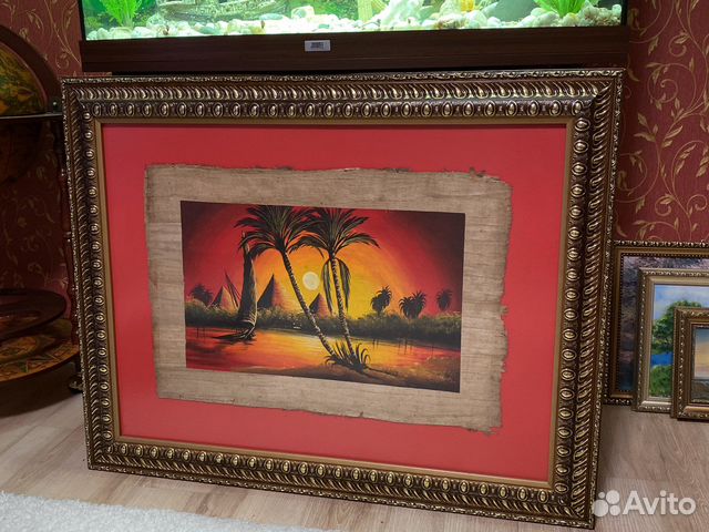 Картина, папирус Египет по стеклом с паспарту