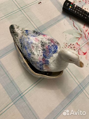 Фарфоровая масленка.Утка.Селезень. М.С.Кузнецова