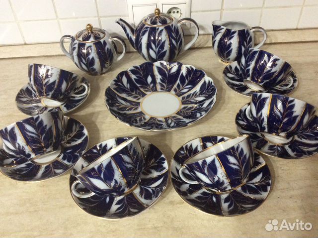 Чайный сервиз Зимний вечер лфз 70-е кобальт