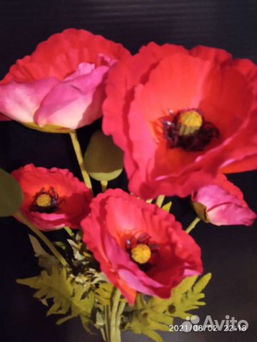 Маки 1 м, 16 см, искусственные цветы