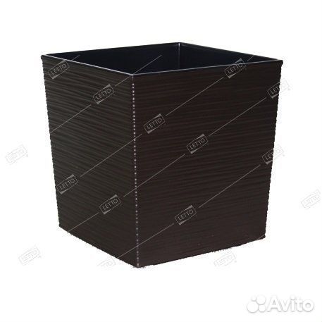 Кашпо пластиковое юкка с вкладкой, черный, 25*25*2