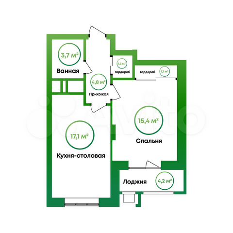 1-к. квартира, 46,1 м², 3/16 эт.